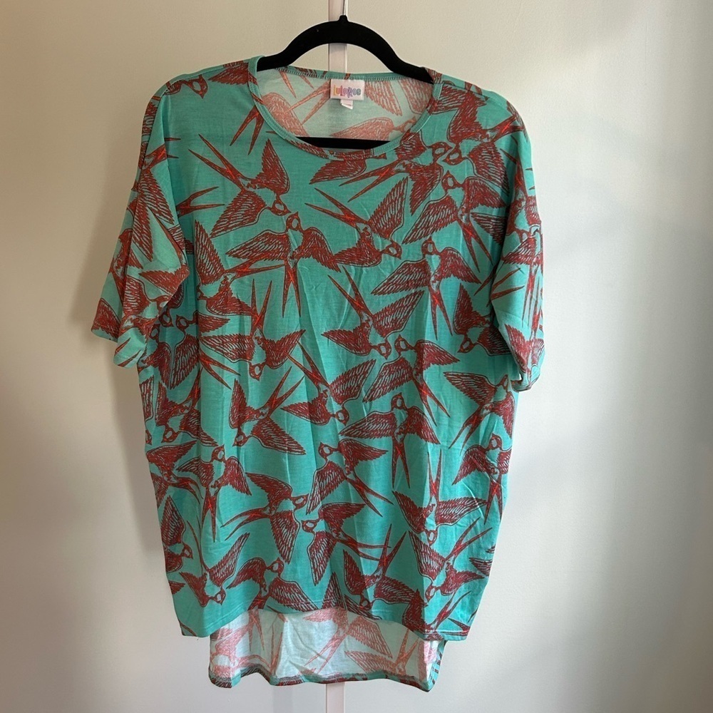 LuLaRoe Teal Bird Print Tunic